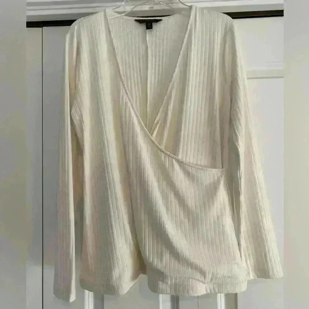 Petite Banana Republic Faux Ribbed Wrap Top
